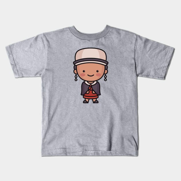 Cute Traditional Ecuadorian Woman Cartoon Kids T-Shirt by SLAG_Creative